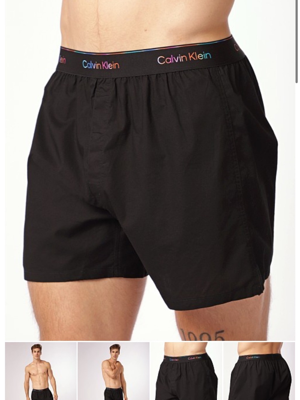 Calvin Klein Black Boxers with Rainbow Logo Waistband